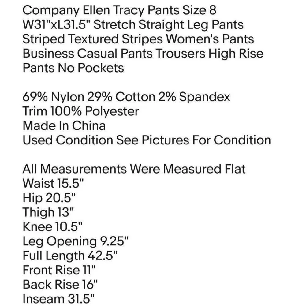 Company Ellen Tracy Pants Size 8 W31